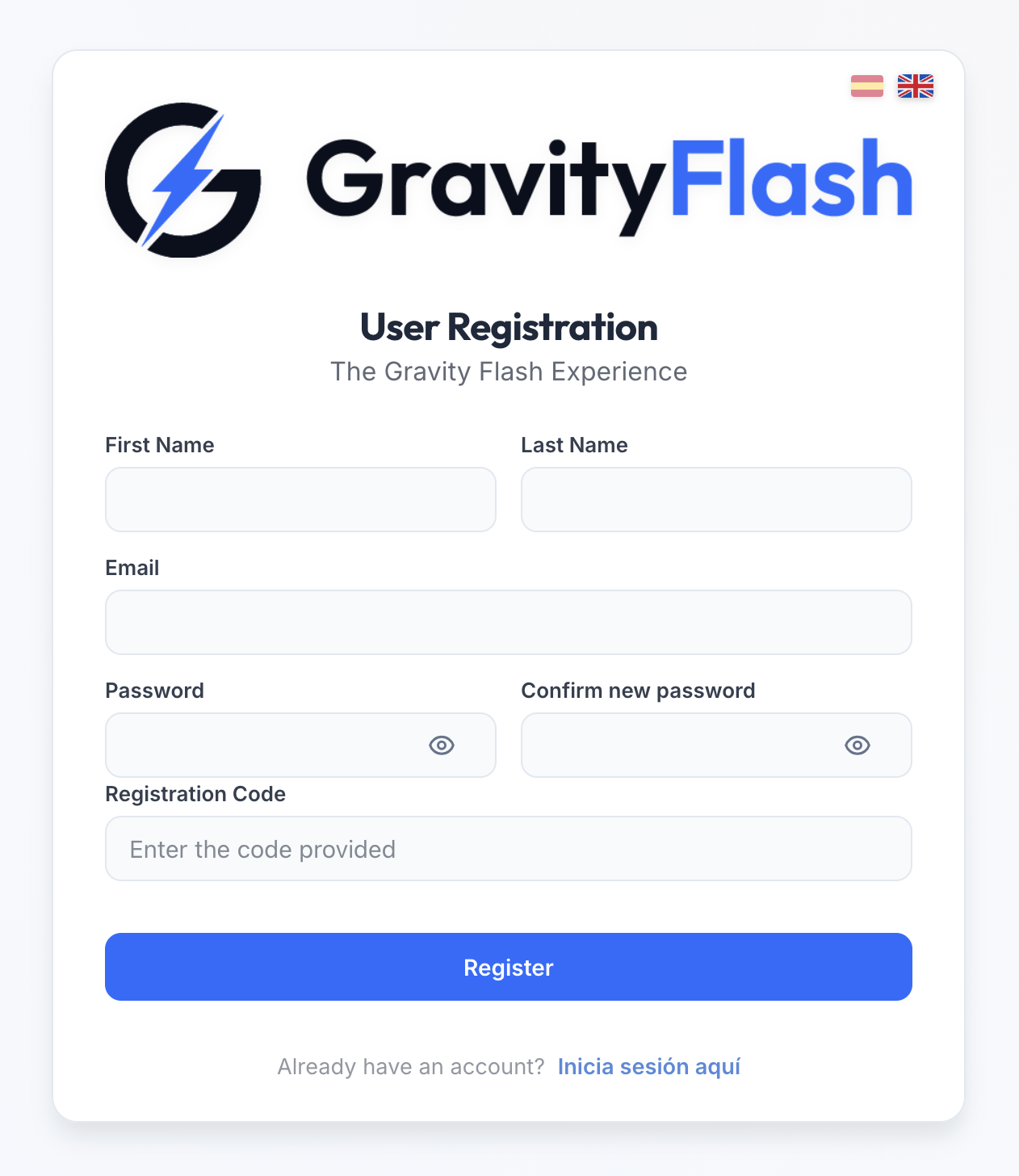 Registration in GravityFlash